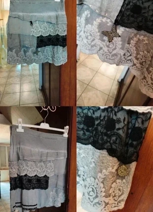 Jupe gris dentelle papillon vintage fleurs L/40 Elisa Cavaletti vintage lace skirt butterfly goth, brand: Elisa Cavaletti, condition: Very good, size: L / 40 / 12, €15.00, €16.45 includes Buyer Protection