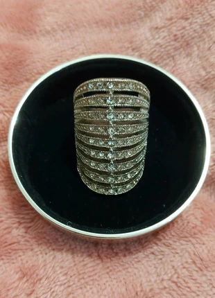 Bague argentée strass – taille 60, staat: Heel goed, maat: 59.7 mm / 19 mm Ø, € 2,00, € 2,80 inclusief Kopersbescherming