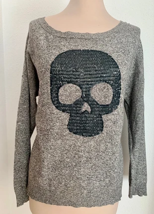 Le Temps des Cerises Pull - T40/L - Chiné Gris Tête de Mort Paillettes Noires, marque: Le Temps des Cerises, état: Très bon état, taille: L / 40 / 12, 15,00 €, 16,45 € Protection acheteurs incluse