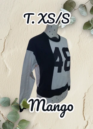 Sudadera blanco/ negro Mango T. XS/S 🖤, marca: Mango, estado: Muy bueno, tamaño: XS / 34 / 6, 9,75 €, 10,94 € Protección al comprador incluida