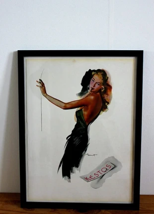 Affiche vintage originale publicité mode kestos 1940, brand: kestos, condition: Very good, €15.00, €16.45 includes Buyer Protection Pro
