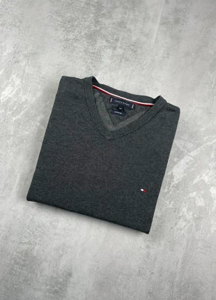 Sweat Fin Tommy Hilfiger noir/gris foncés Col V taille (XXL) Pull Léger Homme Élégant Logo Brodé, brand: Tommy Hilfiger, condizioni: Ottime, taglia: XXL, €24.00, €25.90 include la Protezione acquisti