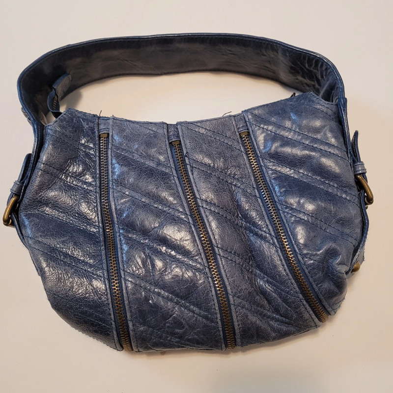 RARE Betsey johnson genuine leather blue punk purse 4