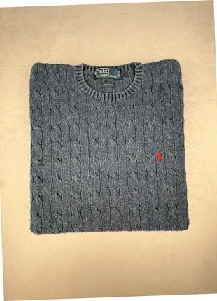 ralph lauren pull torsadé bleu gris col rond logo bordeaux 100% soie homme taille L “695”, marca: Ralph Lauren, estado: Muito bom, tamanho: L, €64.00, €67.90 inclui Proteção do Comprador Pro