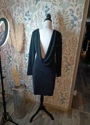 Robe dos nu plongeant paillettes noir et argenté élastique moulante marque illusion très bon état, brand: Illusion, condition: Very good, size: L / 40 / 12, €22.00, €23.80 includes Buyer Protection