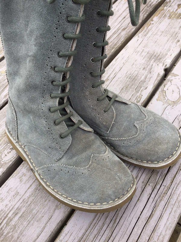 Boots bottes gris tout cuir lacets zip neuves Vinted