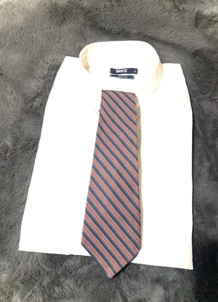 Cravate vintage à rayures 9cm marron marine état correct, marca: Vintage Dressing, estado: Bom, €5.00, €5.95 inclui Proteção do Comprador