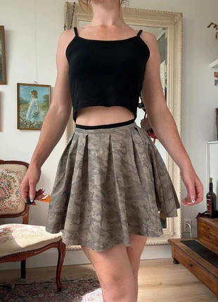 Vintage Khaki Army Pattern Mini Skirt, merk: Vintage, staat: Heel goed, maat: S / 36 / 8, € 10,00, € 11,20 inclusief Kopersbescherming Pro