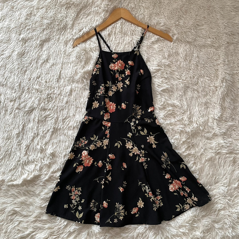 Brandy Melville rare black floral Kirsten dress 1