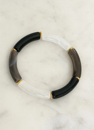 bracelet élastique contour perles nacrées horizontales effet marbre avec détails dorés / acrylique, brand: ma shoop, condizioni: Nuovo senza cartellino, €13.00, €14.35 include la Protezione acquisti Pro