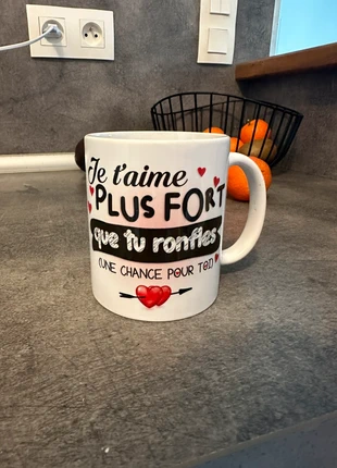 Tasse je t’aime plus fort que tu ronfles, brand: TU, condition: Very good, €3.00, €3.85 includes Buyer Protection