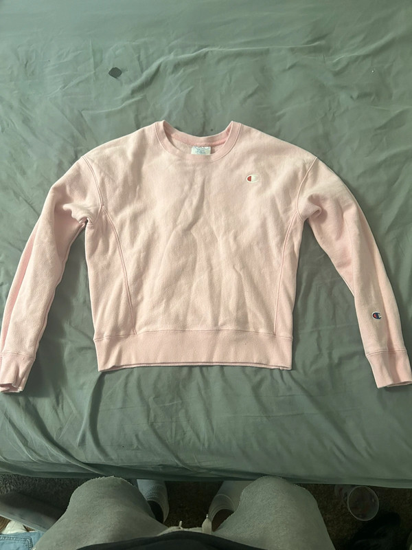 Small pink champion long sleeve crewneck 1