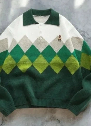 Pull col polo losanges verts style US vintage, brand: Vintage Dressing, condition: Very good, size: M, €64.99, €68.94 includes Buyer Protection