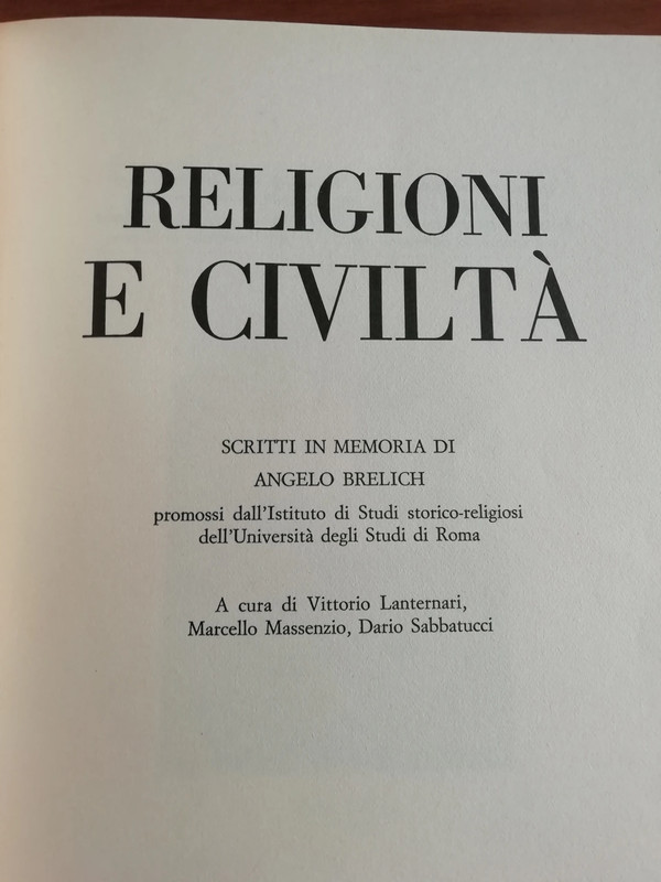 Religioni e civiltà vol. III scritti in memoria di Angelo Brelich 2