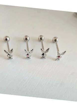Lot de 4 piercings langue Playboy play-boy NEUFS en acier chirurgical - 4 couleurs de strass, marque: Playboy, état: Très bon état, 18,00 €, 19,60 € Protection acheteurs incluse
