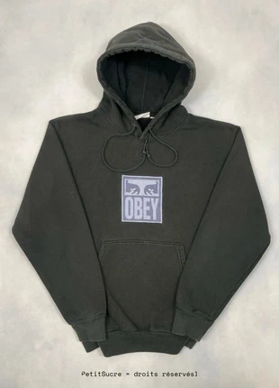 Pull Obey Noir brodé Lila coupe Large Hoodie Oversize Sweatshirt - Taille S #1552, brand: Obey, condition: Very good, size: S, €49.00, €52.15 includes Buyer Protection Pro