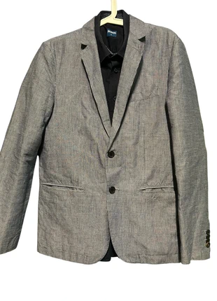 Set Completo Uomo Elegante/Casual: Blazer Leggero Grigio blu & Camicia Blu Taglia 46, merk: Piazza Italia, staat: Heel goed, maat: 46, € 8,00, € 9,10 inclusief Kopersbescherming