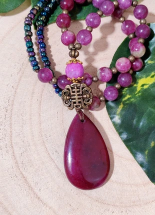 Collar de ágata molva y cuántos piedras preciosos, marque: Agata, état: Neuf sans étiquette, 12,80 €, 14,14 € Protection acheteurs incluse