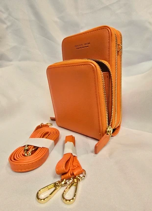 Forever Young Double-Zip Crossbody Wallet Bag – Orange / Gold Hardware, brand: Forever Young, condition: New with tags, £5.50, £6.48 includes Buyer Protection