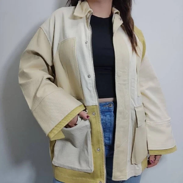 Zara Women's Cream and Green Jacket