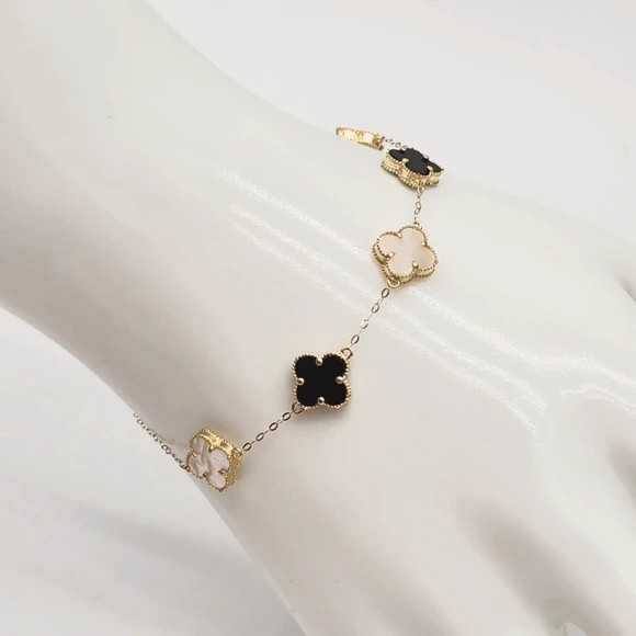 Bracelet - Clover - Black 14mm | 18K Yellow Gold