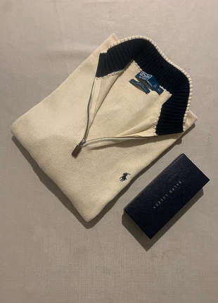 Half Zip 1/4 De Camionneur Ralph Lauren Crème Logo Brodé, brand: Ralph Lauren, condition: Very good, size: XL, €45.00, €47.95 includes Buyer Protection