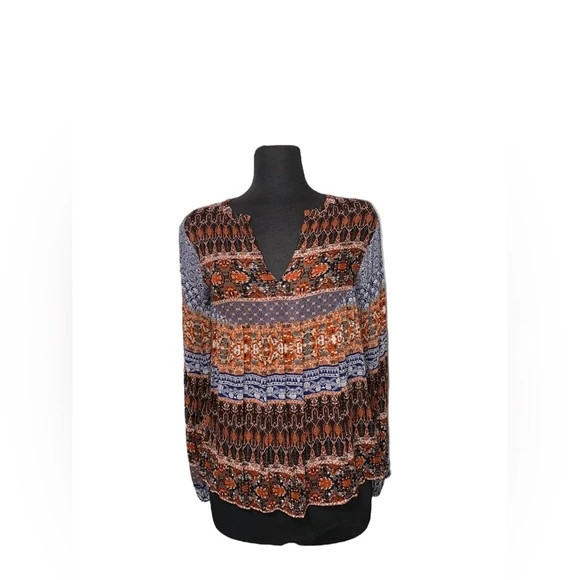 Lucky Brand Printed Peasant Top XS 5