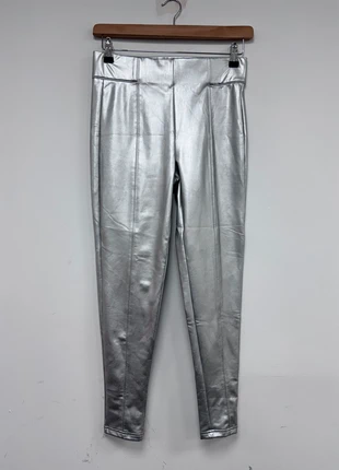 M&S Metallic Silver Faux Leather / PVC High-Waisted Leggings / Trousers, brand: Marks & Spencer, condition: Very good, size: M / 10, £6.00, £7.00 includes Buyer Protection