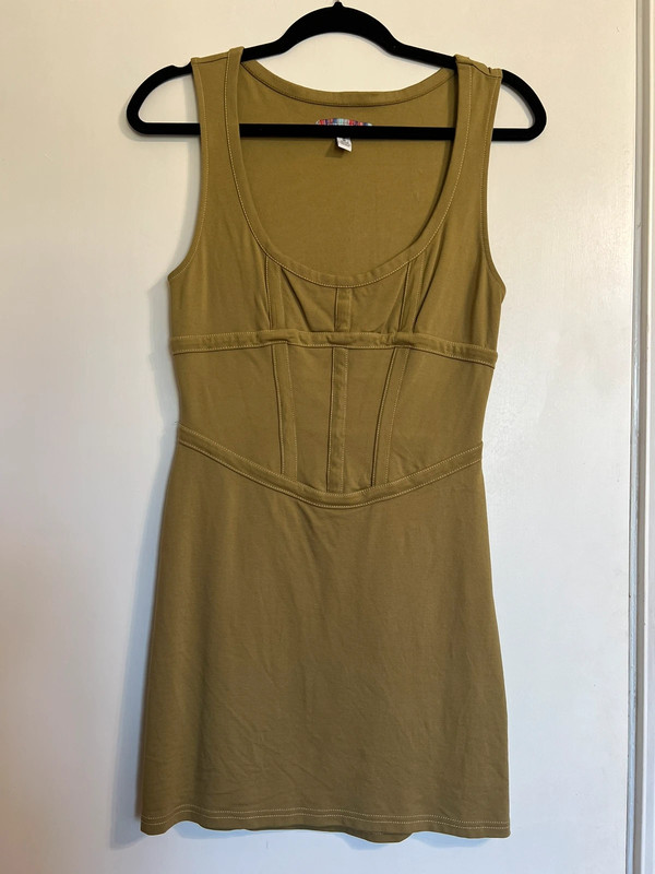 Urban outfitters green khaki corset dress 1