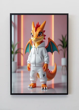 A4 250gsm Glossy Print – Orange Dragon Inspired Character, brand: Art, condition: Very good, £5.00, £5.95 includes Buyer Protection Pro