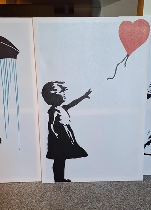 3 Banksy canvas prints, condition: Very good, £28.95, £31.10 includes Buyer Protection