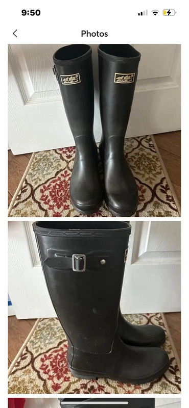 Excellent condition Eddie Bauer Womens Sz 11 Tall black rain boots 2