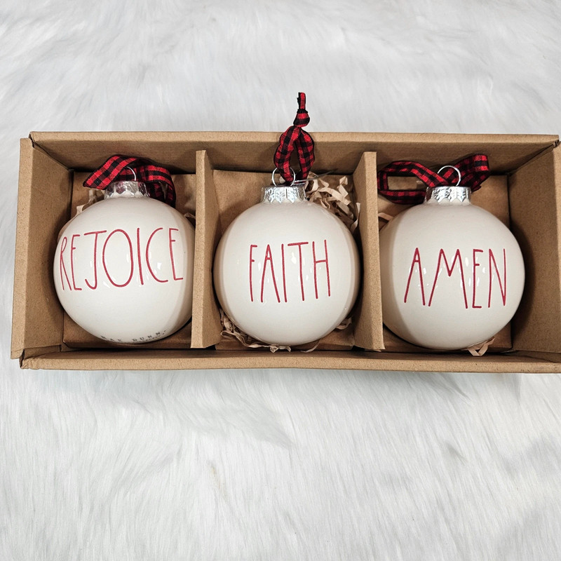 Rae Dunn Rejoice Faith Amen Christmas Ornaments 1