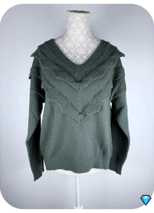 Pull Indie + Moi vert avec des volants  – Taille S - 36, marque: Indie + Moi, état: Bon état, taille: S / 36 / 8, 3,00 €, 3,85 € Protection acheteurs incluse