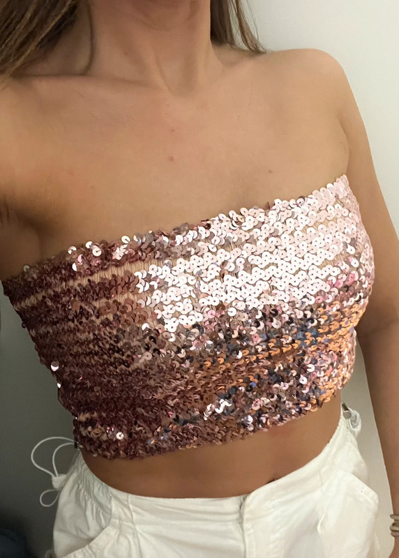 Pailletten Bandeau in rosa Gr. XS