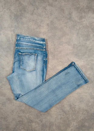 Jean skinny taille haute bleu clair femme Freedom Flex – taille FR 42 W32 US 14 Y2K rétro, merk: Vintage Dressing, staat: Heel goed, maat: XL / 42 / 14, € 14,90, € 16,35 inclusief Kopersbescherming