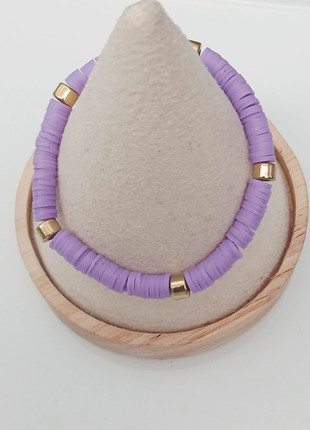 Bracelet perles Heishi violet et doré ajustable– Bijoux cadeaux coloré, brand: Vintage Dressing, condizioni: Ottime, €1.00, €1.75 include la Protezione acquisti Pro