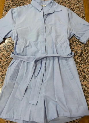 Macacão azul claro de manga curta, marca: Stradivarius, estado: Muito bom, tamanho: M / 38 / 10, €6.00, €7.00 inclui Proteção do Comprador