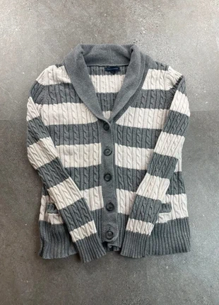 Veste | gilet | cardigan col roulé torsadé/tressé marinière blanc/gris taille S tommy Hilfiger, marque: Tommy Hilfiger, état: Très bon état, taille: S / 36 / 8, 25,00 €, 26,95 € Protection acheteurs incluse