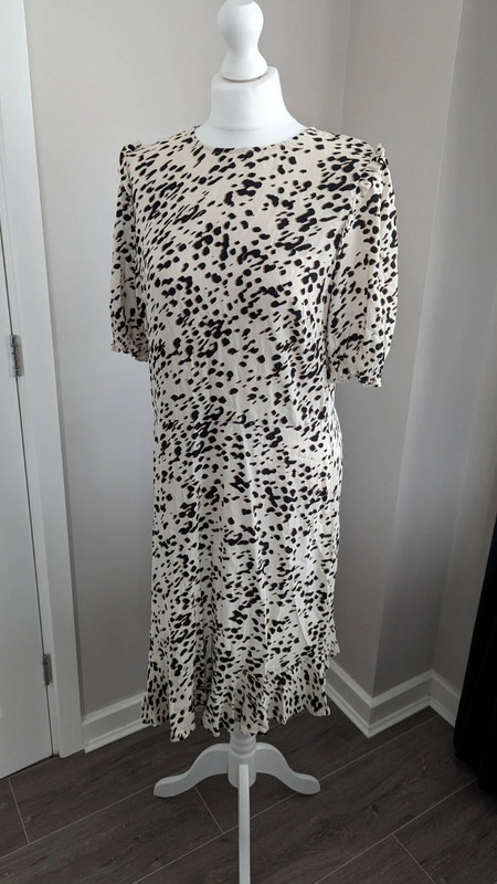 Marks and spencers spotted animal leopard print ruffle sleeve midi ...