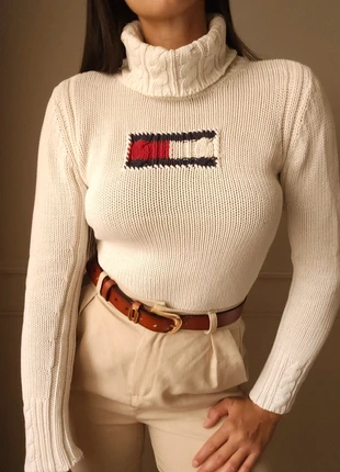 Pull col roulé tommy hilfiger brodé - 100% Coton, marke: Tommy Hilfiger, zustand: Sehr gut, größe: M / 38 / 10, 49,99 €, 53,19 € beinhaltet Vinted-Käuferschutz Pro