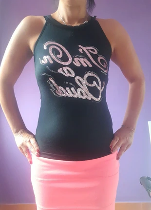 Bellissima maglia smanicata tag s yell industry nera con stampa con brillantini, marke: Yell! Industry, zustand: Sehr gut, größe: S / 36 / 8, 5,50 €, 6,48 € inklusive Vinted-Käuferschutz