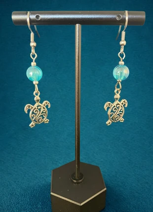 Boucles d’oreilles fait main tortue – Plaqué argent – Attache crochet – Style bohème, brand: Fait Main, condition: Very good, €2.90, €3.75 includes Buyer Protection