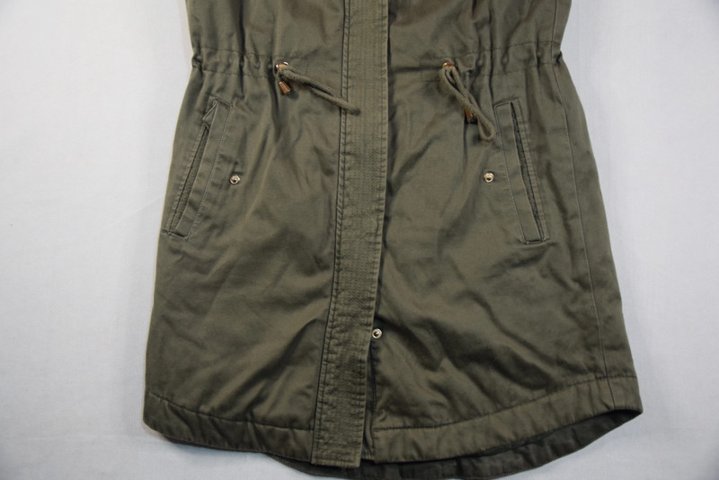 Ladies H&M Divided Coat Jacket with Hoodie Size UK8 Olive Green