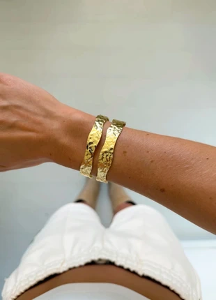 Magnifique bracelet manchette en alliage de zinc à double bande métallisée🍂, marca: Vintage Dressing, estado: Muito bom, €15.00, €16.45 inclui Proteção do Comprador