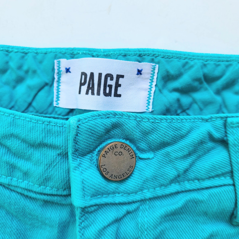 Paige Denim Turquoise Blue Jimmy Jimmy Cuffed Hem Jean Shorts - Waist 25 2