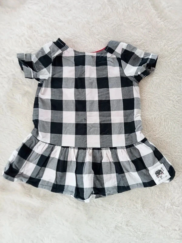 Robe a carreaux + legging rose 12 mois - 74cm - photo numéro 2