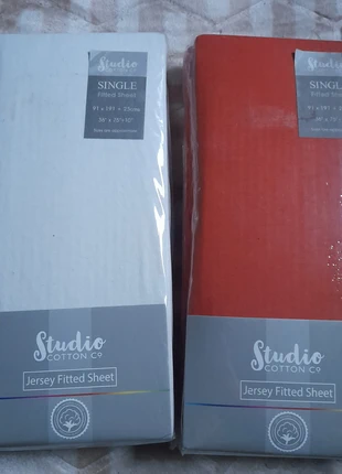 Single size 100% jersey cotton fitted sheets - 2pcs, brand: studio cotton, condition: New with tags, size: Single, £10.99, £12.24 includes Buyer Protection