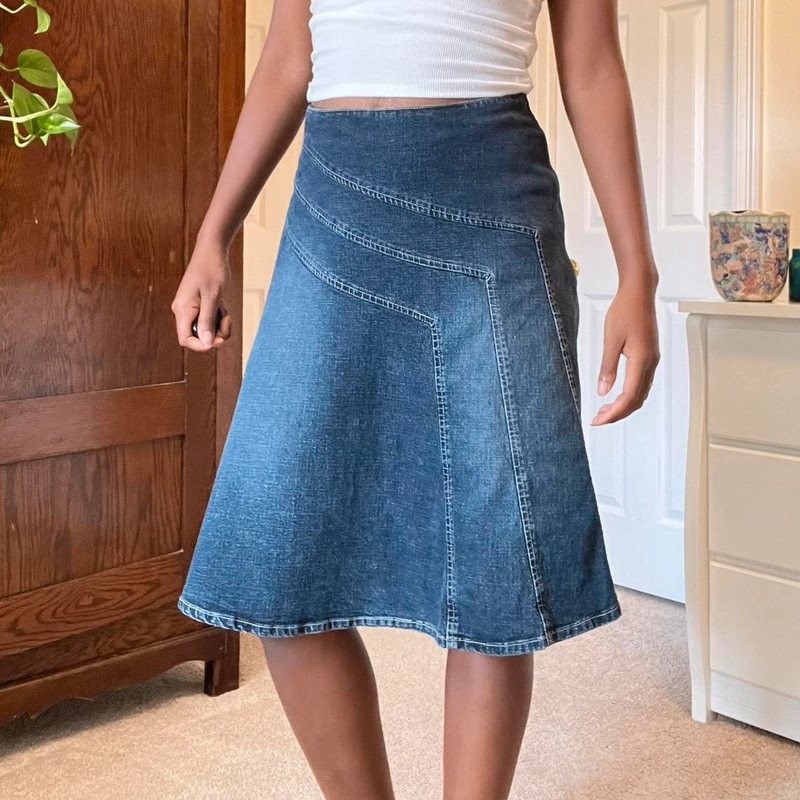 Vintage y2k denim midi skirt 1