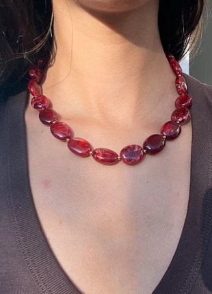 Collar burdeos y dorado ovalado, marque: enredadabrand, état: Neuf avec étiquette, 17,99 €, 19,59 € Protection acheteurs incluse